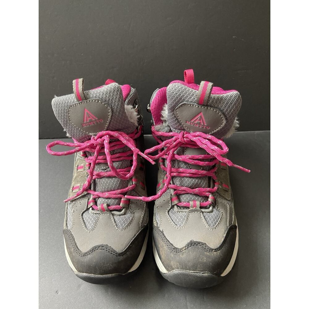 Humtto Mountaineering Hiking Boots Womens Size 6.5 Water Proof Gray Pink Outdoor